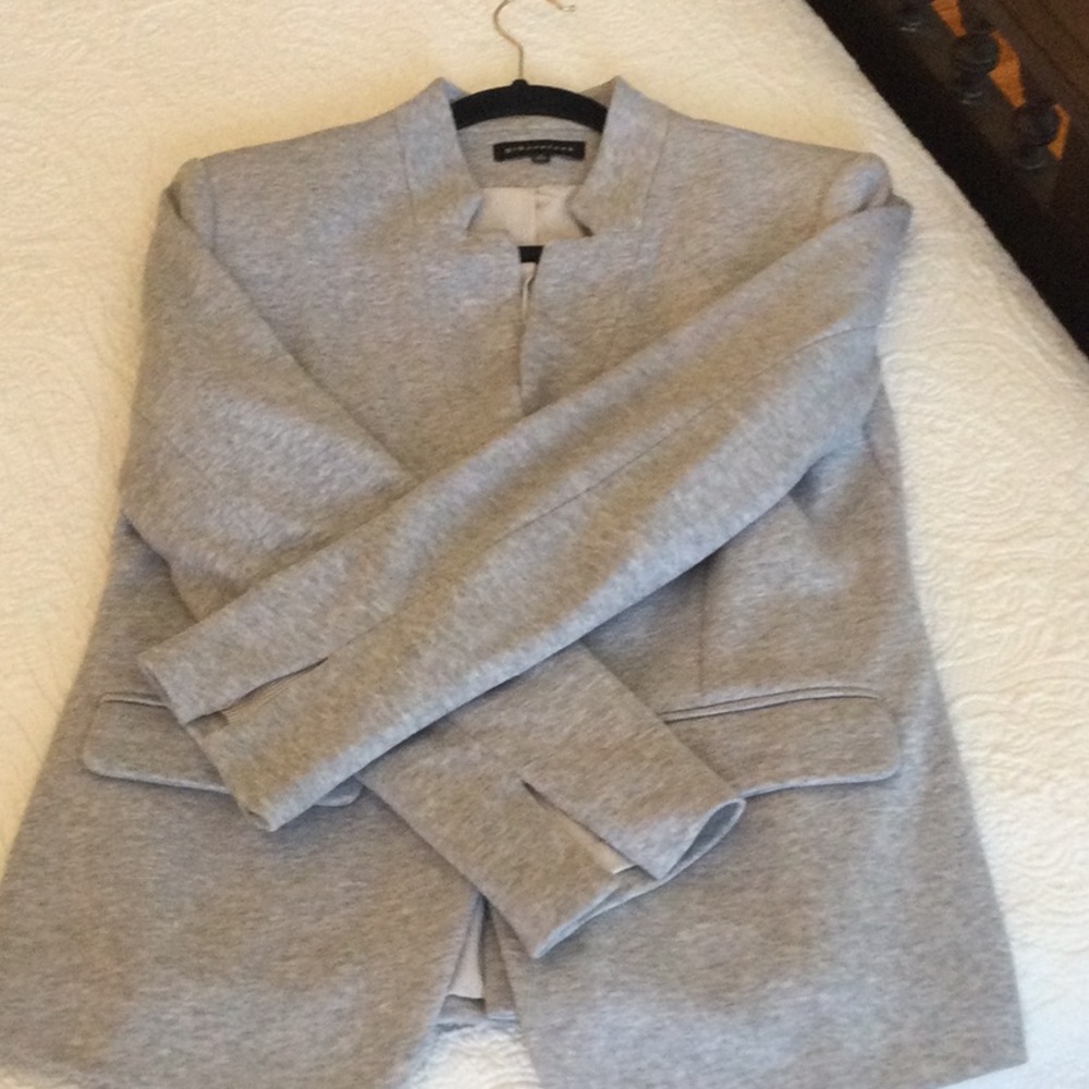 Light Gray Collarless Jacket - Clean Minimal Style